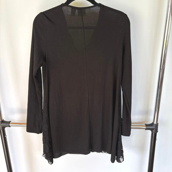 Chico’s Black Patchwork Boho Cowl Neck Shabby Chic Sharkbite Blouse Gypsy Witch - Picture 2 of 9